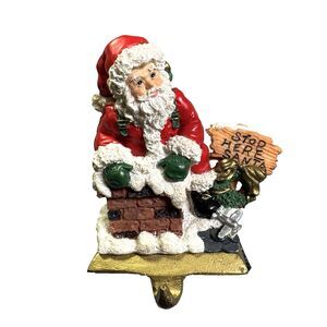 Kurt S Adler‎ Christmas Stocking Hanger Resin "Stop Here Santa" Chimney 1950's